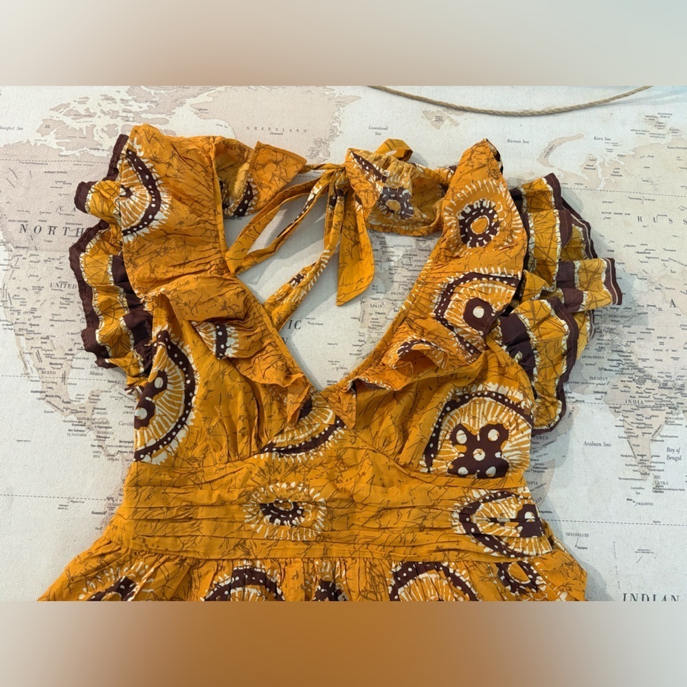 Love The Label Gigi Gold Print Dress Size L EUC 375$ Anthropologie - Picture 6 of 16